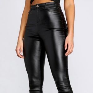Windsor Store HIGH WAIST FAUX LEATHER SKINNY PANTS